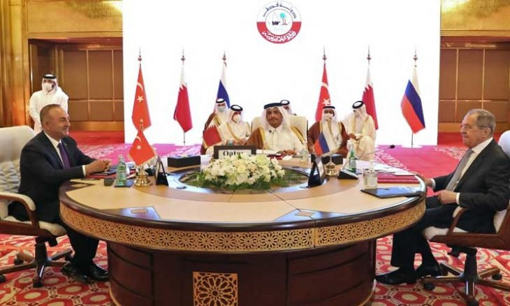الاجتماع الثلاثي بين روسيا وتركيا وقطر في الدوحة (إنترنت)