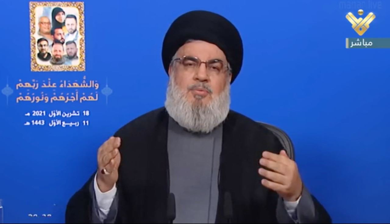 نصرالله على تلفزيون المنار امس