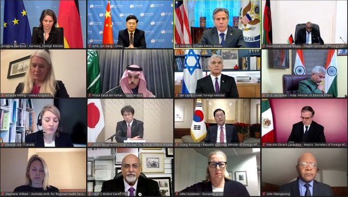 صورة متداولة عن الاجتماع الافتراضي ـ وكالات
