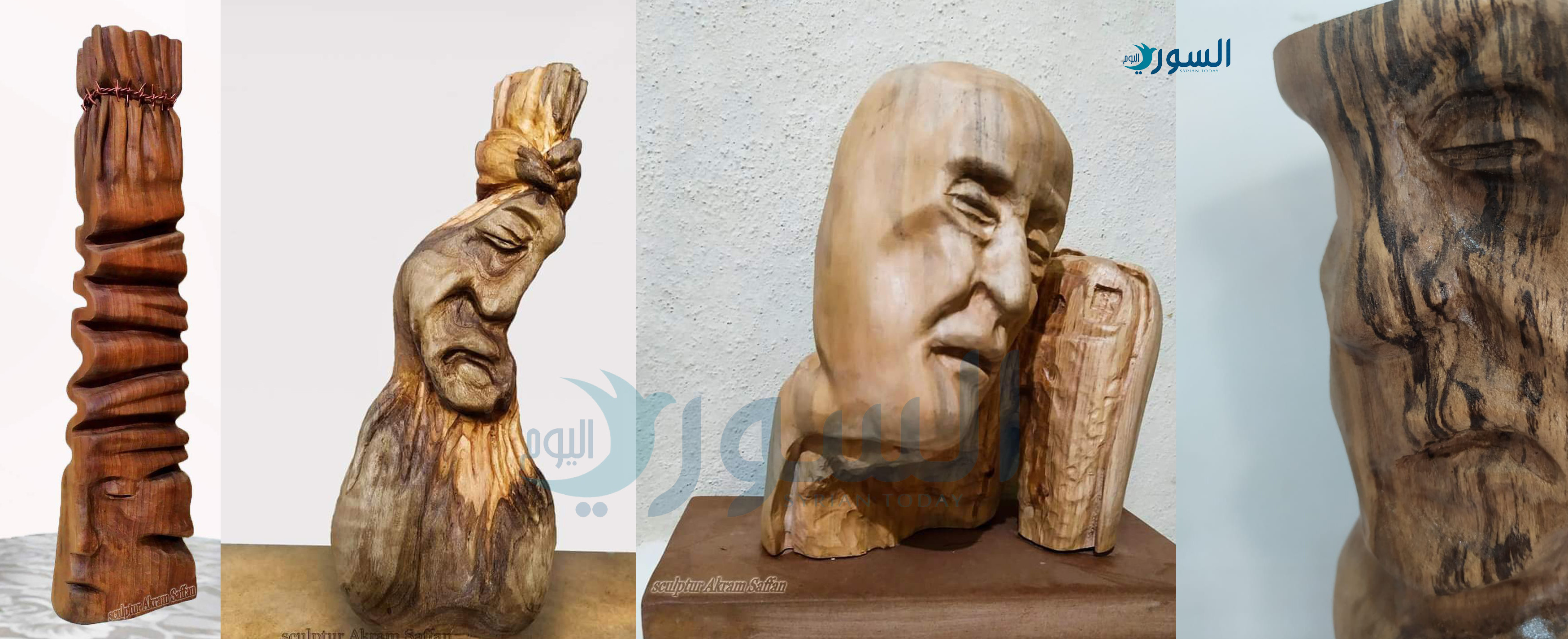 منحوتة للفنان أكرم سفان يجسد بها الحزن السوري (خاص السوري اليوم)