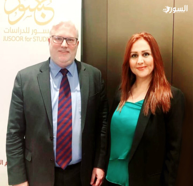 نائب وزير الخارجية الأمريكي  جويل رابيورن، ورئيس مجلس إدارة السوري اليوم الإعلامية رزان أمين ( خاص السوري اليوم)