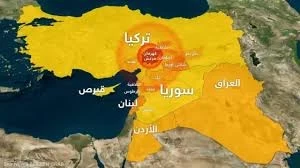 خريطة تشير إلى موقع الزلزال