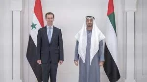 رئيس الأمارات محمد بن زايد ورئيس النظام السوري بشار الأسد