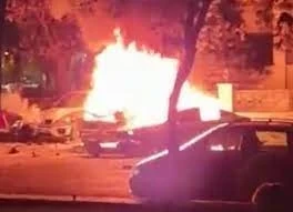 السيارة التي انفجرت في حي المزة