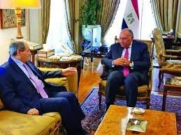 وزير خاردية النظام السوري فيصل المقداد ونظيره المصري سامح شكري