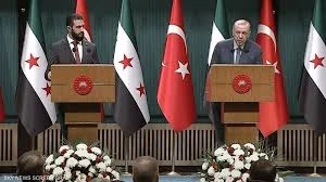 الرئيس التركي رجب طيب اوردغان في مؤتمر صحفي مع الرئيس السوري أحمد الشرع