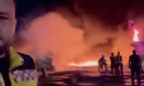 حريق قرب مطار حلب