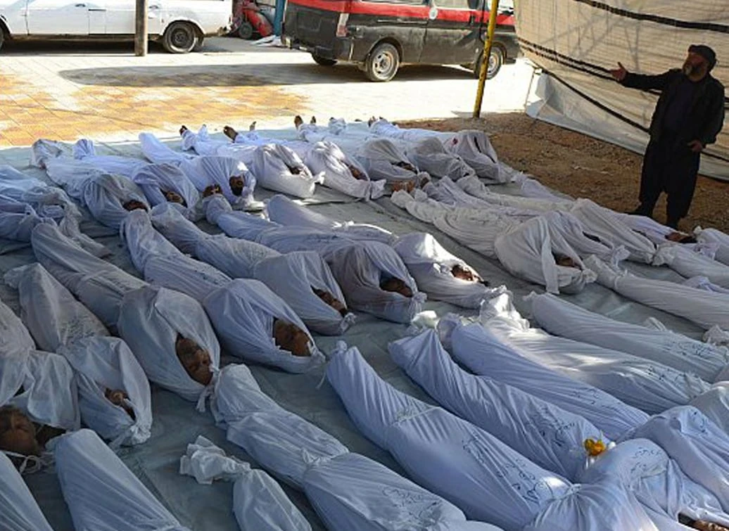 الاطفال الذين قضوا في المجزرة بالسلاح الكيماوي في الغوطة الشرقية