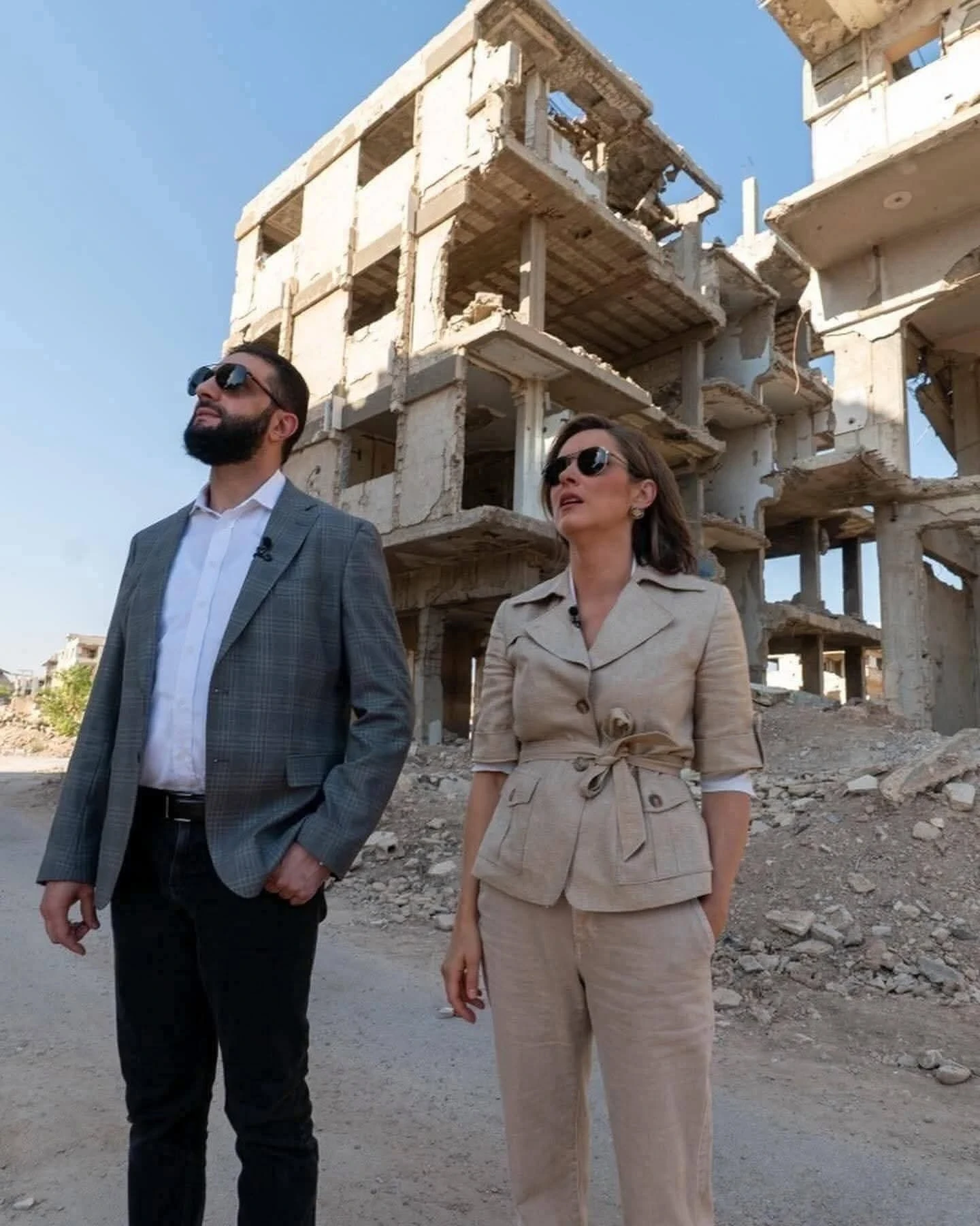 الرئيس الشرع في جوبر مع المحاورة من برنامج 60 دقيقة