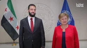 الرئيس اخمد الشرع ومديرة صندوق النقد الدولي كريستينا عورعييفا