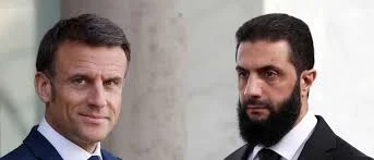 الرئيس السوري  أحمد الشرع والرئيس الفرنسي إيمانويل ماكرون