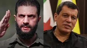 الرئيس اليوري احمد الشرع وقائد قوات قسد مظلوم عبدي