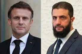 الرئيس السوري احمد الشرع والرئيس الفرنسي ايمانويل ماكرون