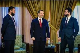 الرئيس السوري أحمد الشرع مع وزير الخارجية أسعد الشيباني ووزير الداخلية انس خطاب