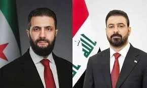 الرئيس السوري احمد الشرع  ورئيس الوزراء العراقي علي فالح الزيدي