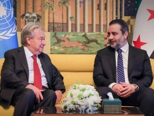 وزير الخارجية السوري أسعد الشيباني والأمين العام للأمم المتحدة أنطونيو غوتيريش