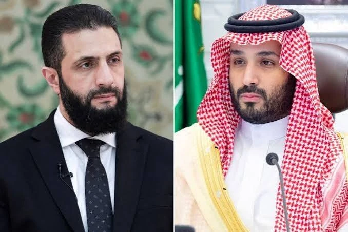 الرئيس احمد الشرع وولي عهد المملكة العربية السعودية محمد بن سلمان