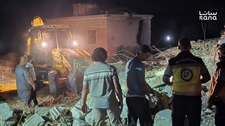 مكان الانفجار في منزل في ريف جسر الشغور