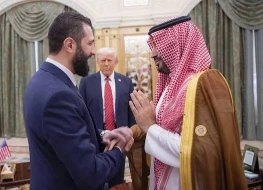 ولي عهد المملكة العربي السعودية يستقبل الرئيس السوري احمدالشرع